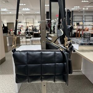 AllSaints quilted black leather Eve shoulder crossbody bag